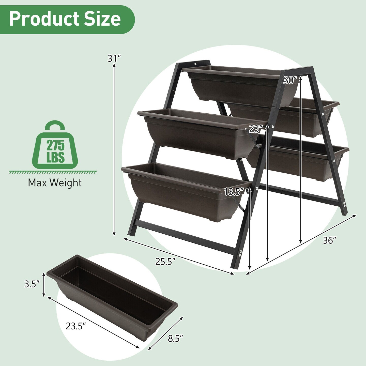 3-tier Vertical Raised Garden Bed With 5 Plant Boxes