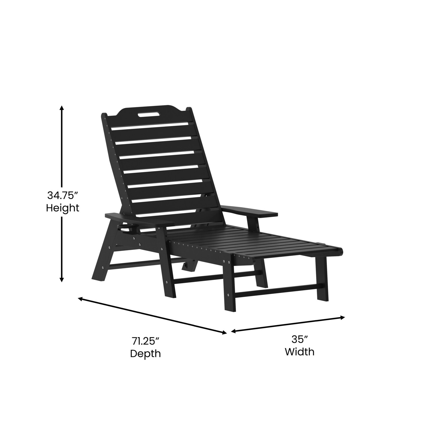 Merrick Lane Gaylord 3-Piece Adirondack Chairs/Table Set for Indoor/Outdoor Use with 2 Adjustable Lounge Chairs with Cup Holders and Folding Side Table