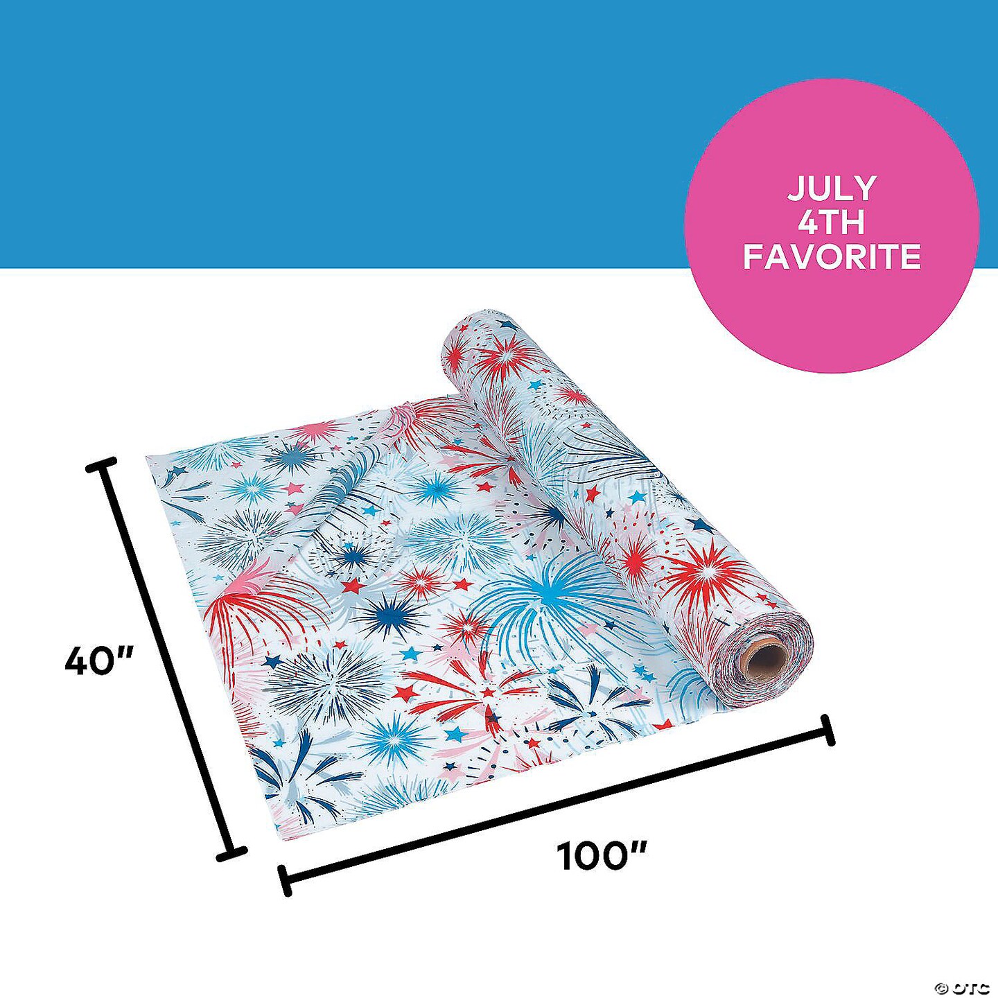 40" x 100 Ft. Patriotic Burst Disposable Plastic Tablecloth Roll