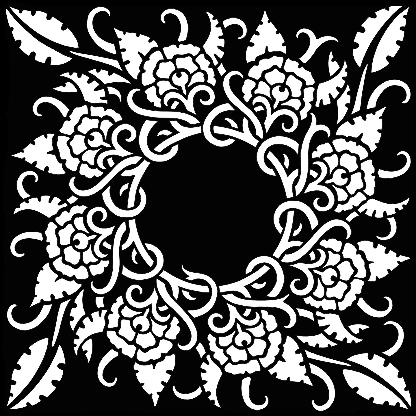 Pink Ink Designs  Flowers &#x26; Vines 7 in x 7 in Stencil