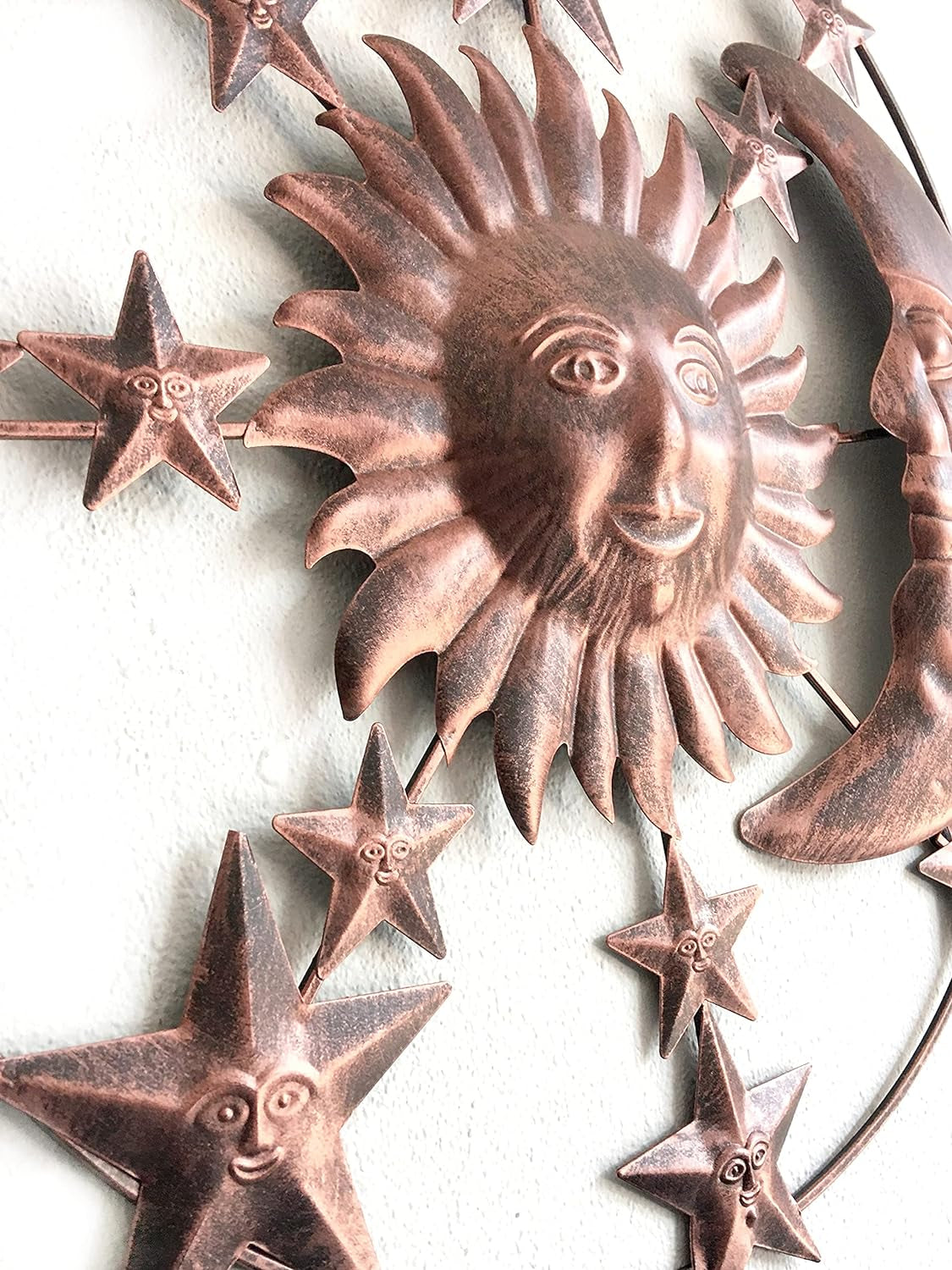 Metal Wall Art Rustic Iron Modern Contemporary Sun Moon Stars Celestial Indoor Living Room Outdoor Garden Patio 3D Hanging Sculpture Home Decor 20 Inch