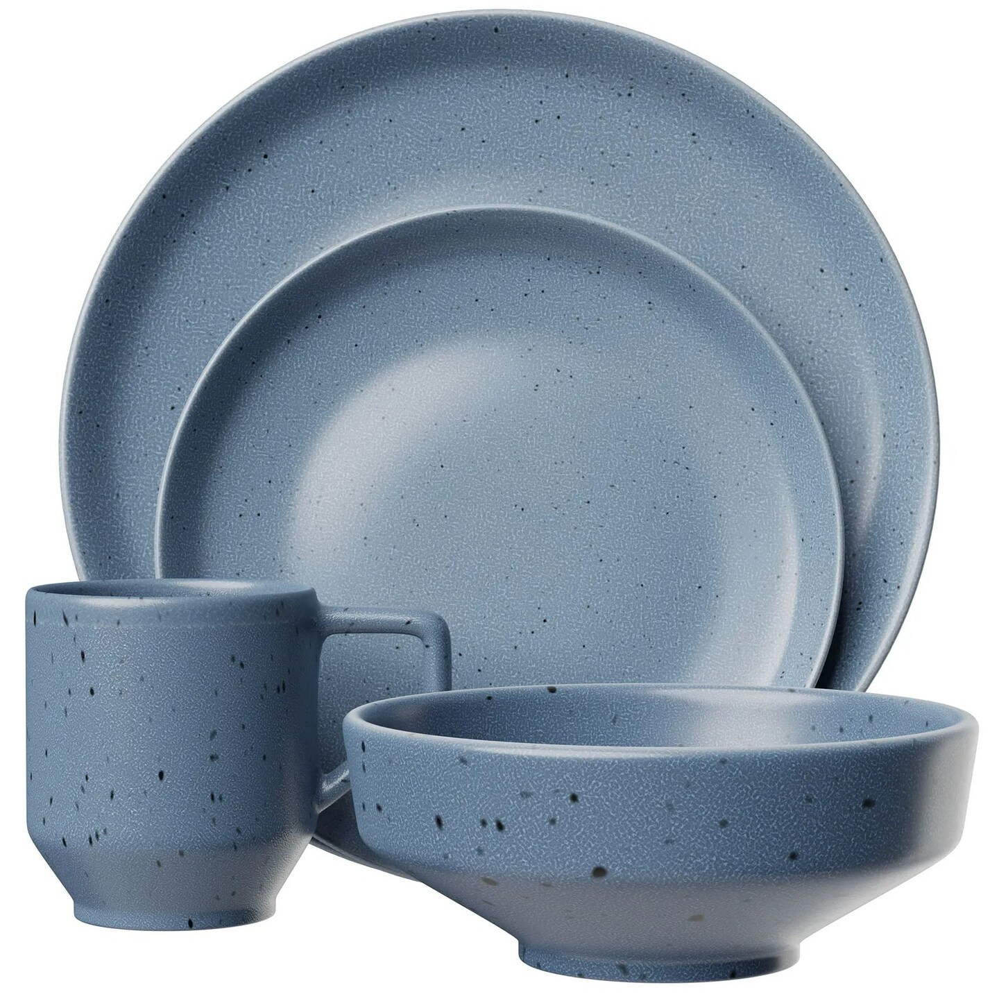 American Atelier Reactive 4-Piece Stoneware Place Setting Dishwasher Safe - Blue