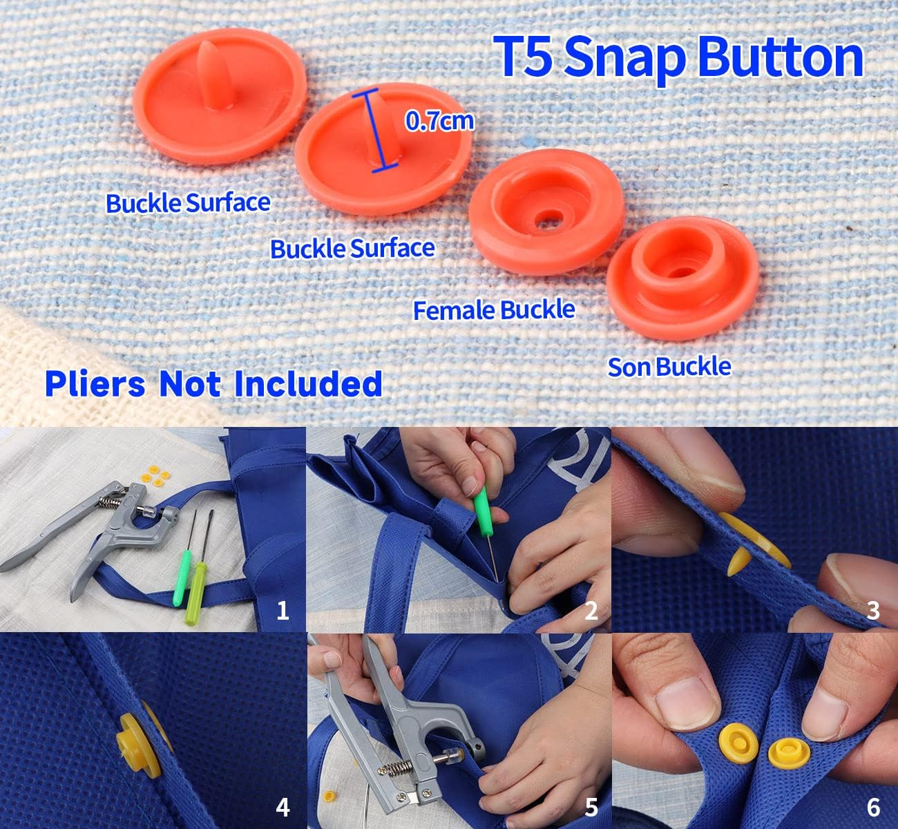 408 Sets Plastic Snap Buttons, No-Sew T5 Snaps with Organizer Storage Case for Bibs Diapers Crafts