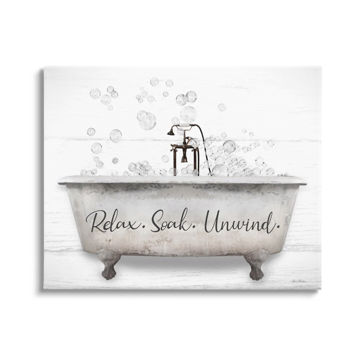 Stupell Industries Relax Soak Unwind Bathtub Canvas Wall Art