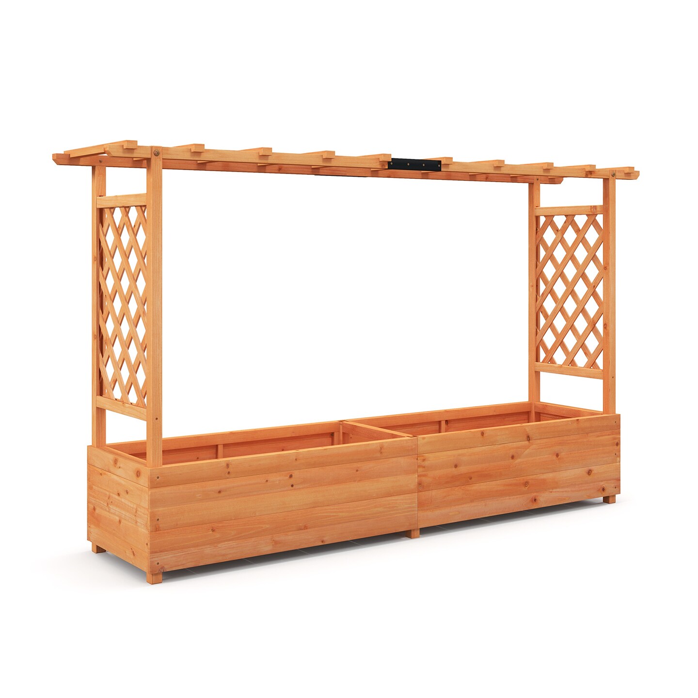 Raised Garden Bed With Side Trellis Hanging Roof And Planter Box-Orange