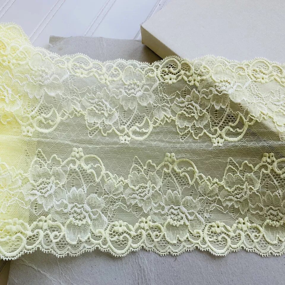 Kitcheniva 6.5&#x22; Wide Stretch Bright Yellow Floral Guipure Lace