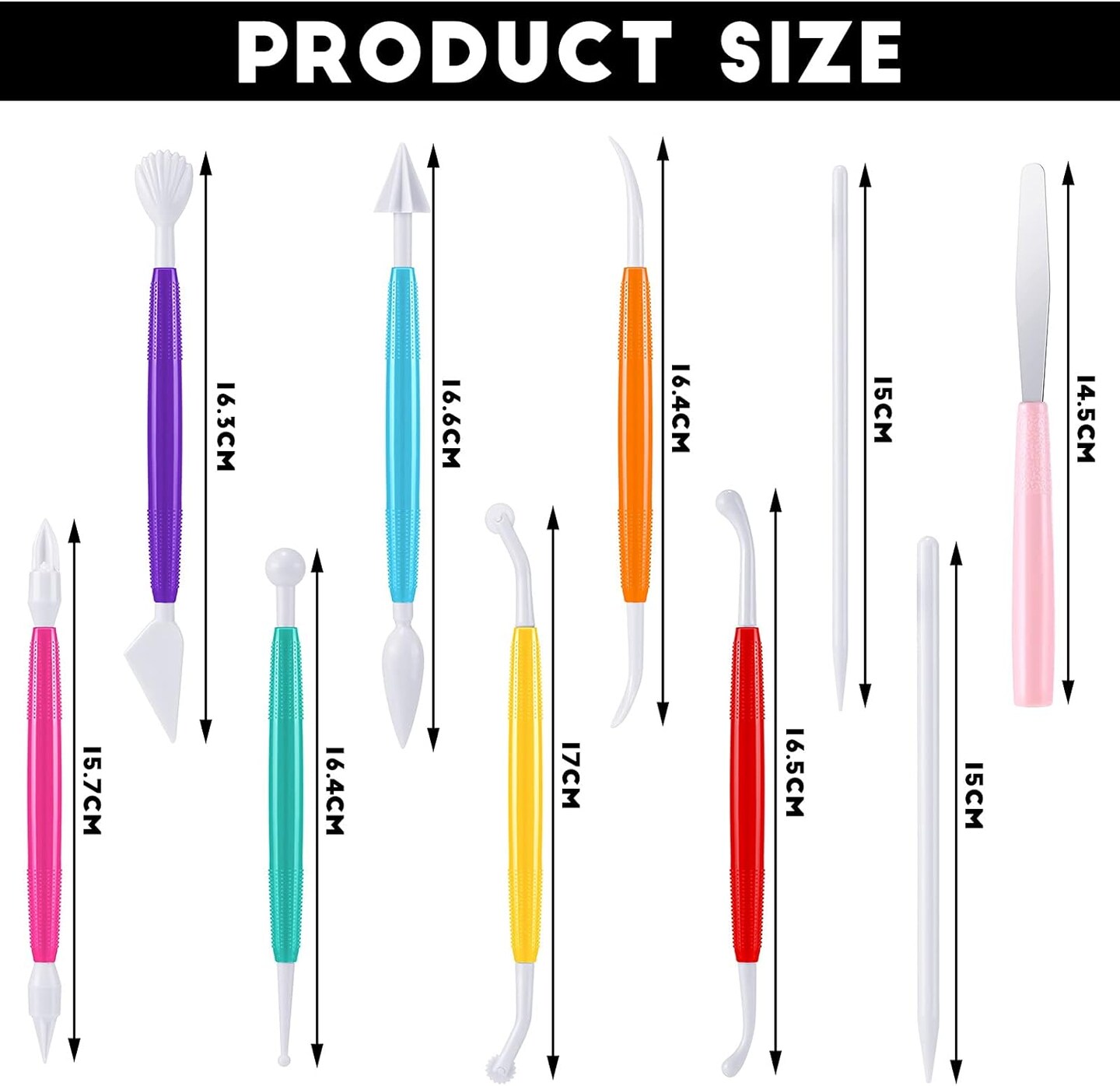 Plastic Clay Tools Clay Sculpting Tools Modeling Clay Tools Double Head Ceramic Pottery Tool Kit Cook Decorating Tools for Kids Crafts DIY Shaping and Sculpting, Assorted Colors