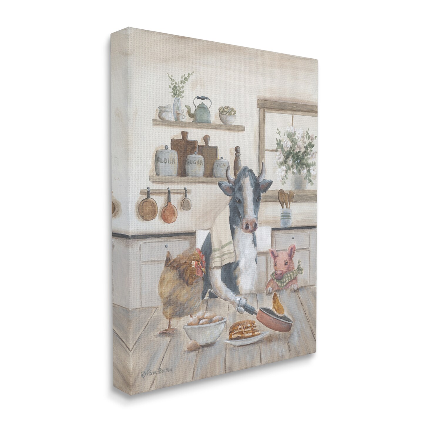 Stupell Industries Farm Animals in Kitchen Canvas Wall Art