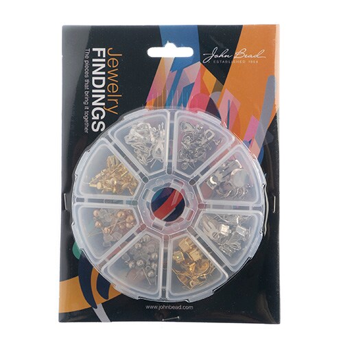 John Bead 8-Slot Earring Mix Jewelry Findings Kit Assortment, 80pcs