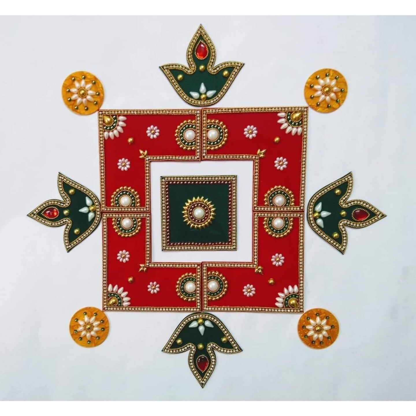 Swastik Acrylic Rangoli Set Indian Traditional Handmade Reusable Rangoli Diwali Navratri Home Temple Decor Floor Table Decoration - Deepawali Wedding Housewarming Gift Pack of 1