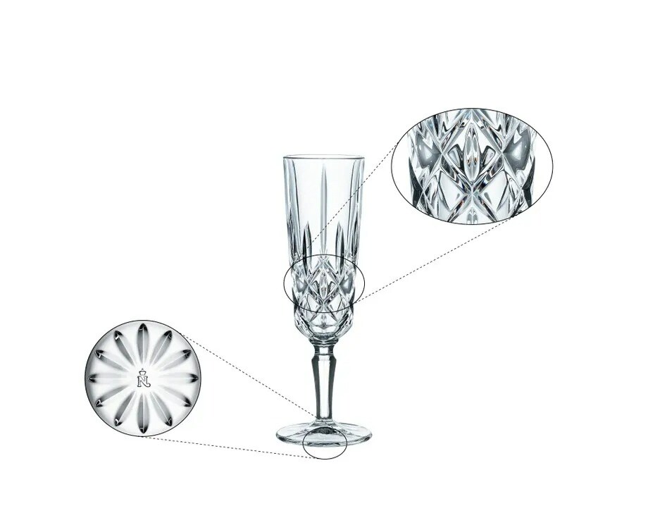 Nachtmann Noblesse Crystal Champagne Glass, 5.4 Ounces, Set of 4