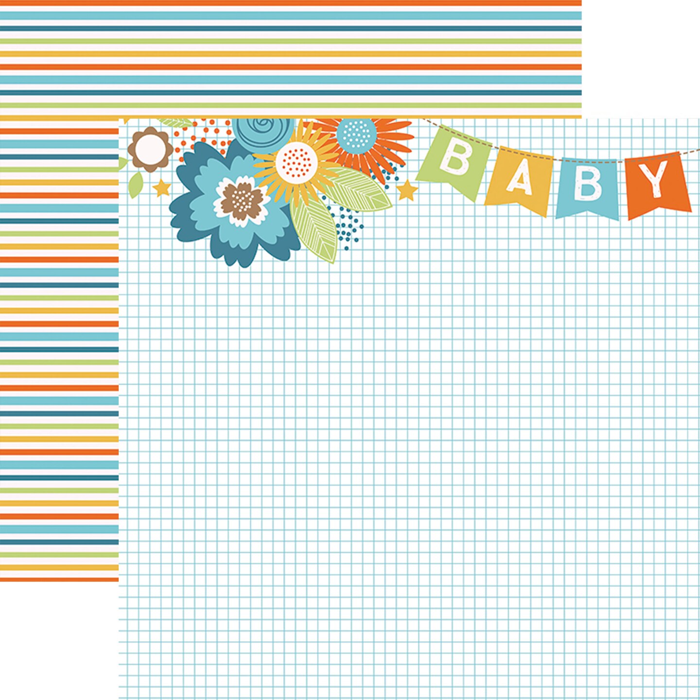 BABY BOY PATTERN 12 X12 SCRAPBOOK PAPER SET
