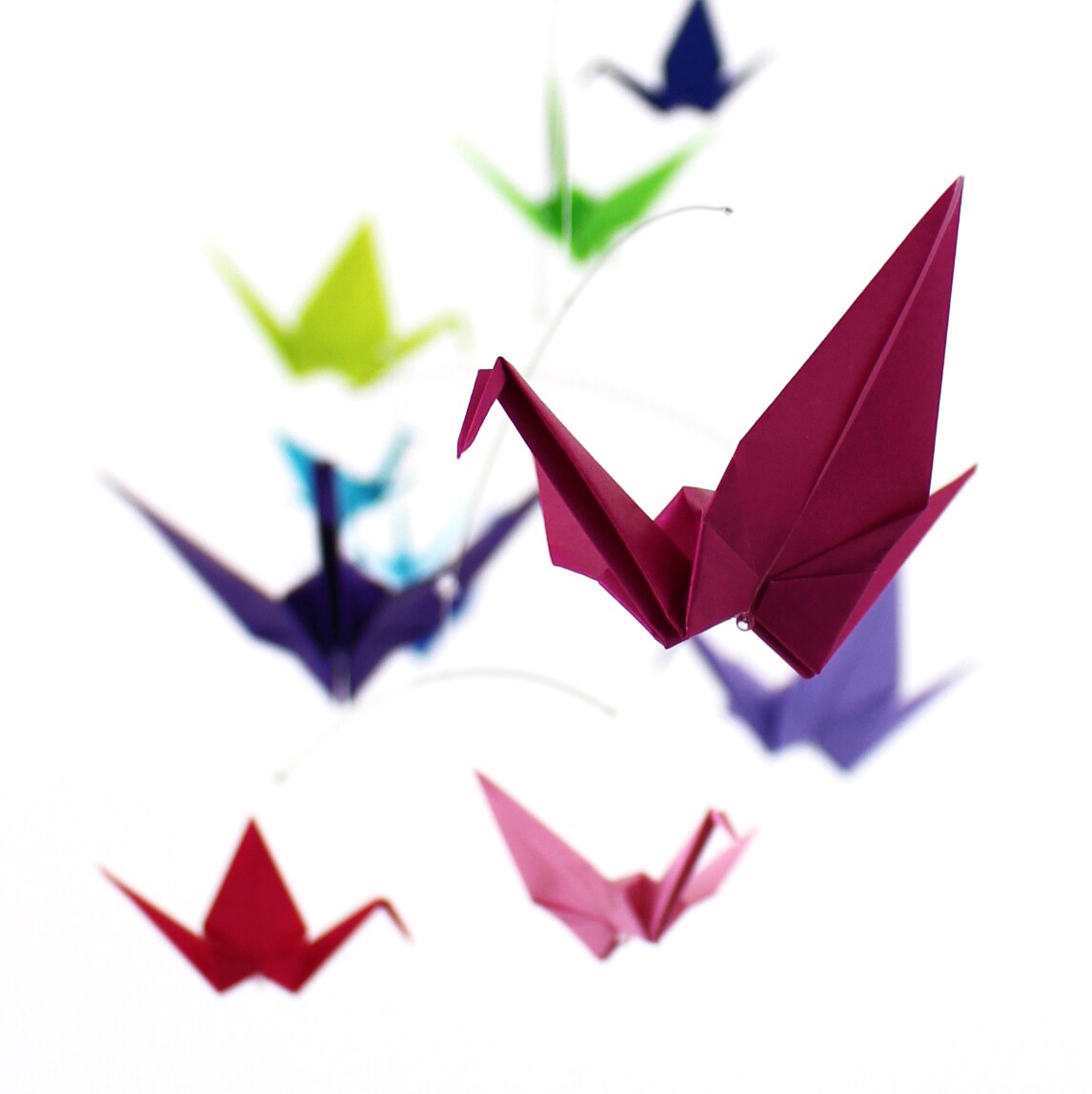 Rainbow Bird Mobile for Adults. Modern Office Decor. Colorful Origami Paper Cranes. Hanging Kinetic Mobile Art Sculpture for Home Decor. product 7