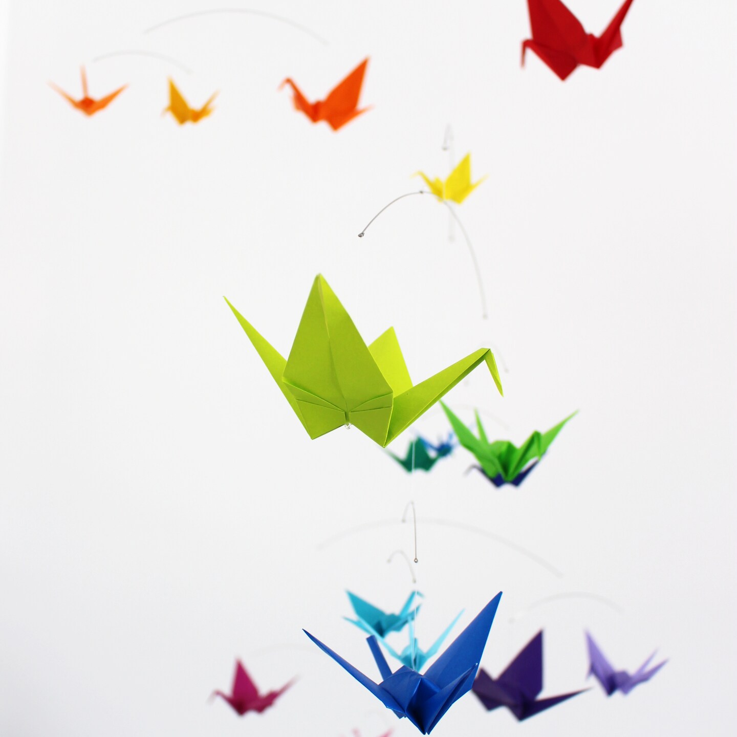 Rainbow Bird Mobile for Adults. Modern Office Decor. Colorful Origami Paper Cranes. Hanging Kinetic Mobile Art Sculpture for Home Decor. product 3