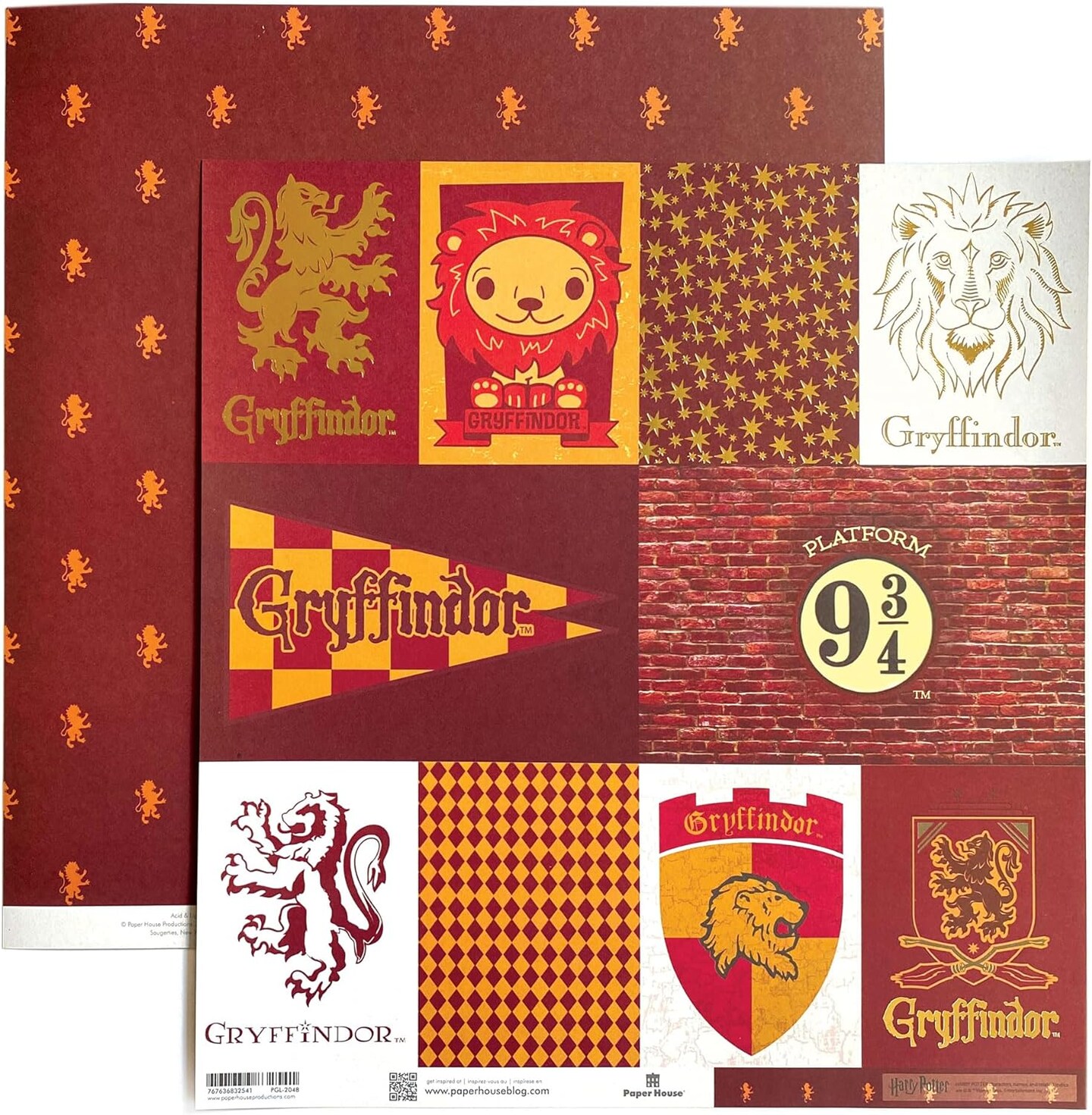 Harry Potter 12&#x22; x 12&#x22; 12-Sheet Decorative Double Sided Paper Pack for Scrapbooking and Crafts - Hogwarts Houses