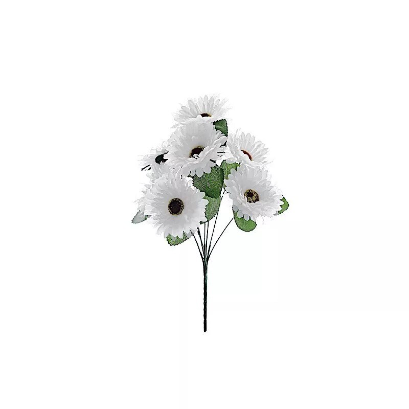 4 White 14&#x22; Faux Silk Gerbera Daisy