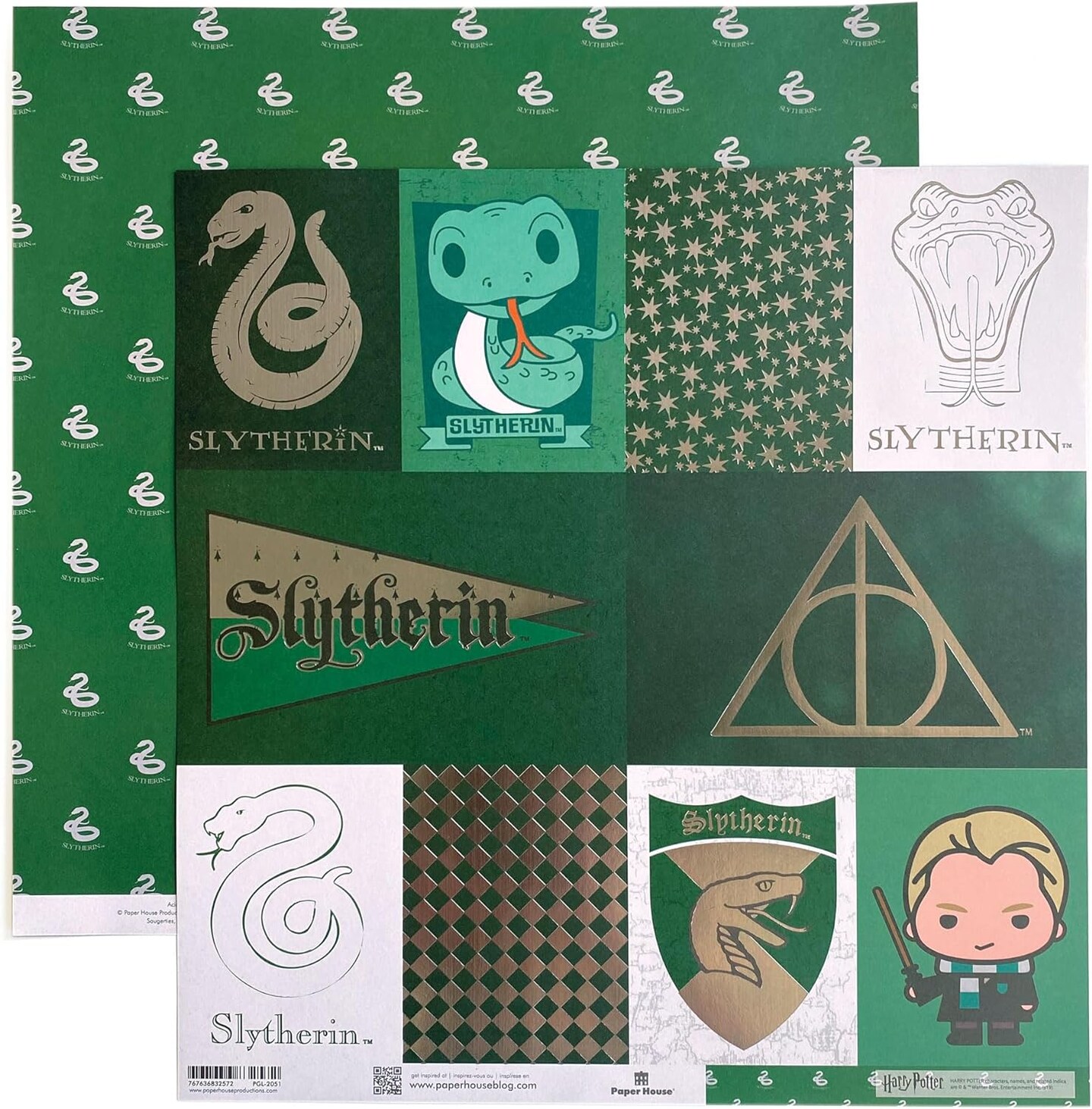 Harry Potter 12&#x22; x 12&#x22; 12-Sheet Decorative Double Sided Paper Pack for Scrapbooking and Crafts - Hogwarts Houses