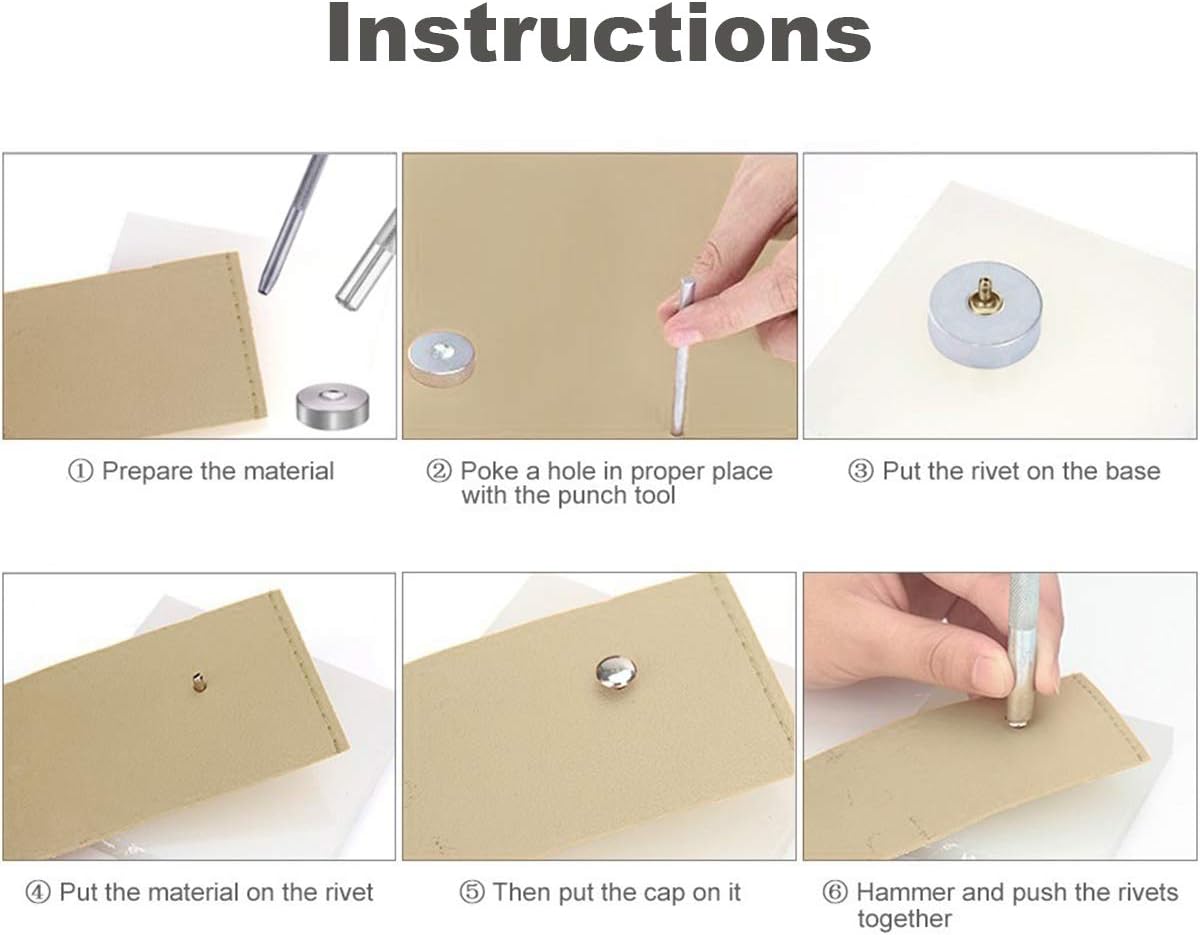 484Pcs Leather Rivets Double Cap Rivet Tubular Metal Studs 3 Sizes with Punch Pliers and 3Pcs Setting Tool Kit for Leather Craft Repairs Decoration (Gold,Silver,Bronze,Gunmetal, 4 Colors)