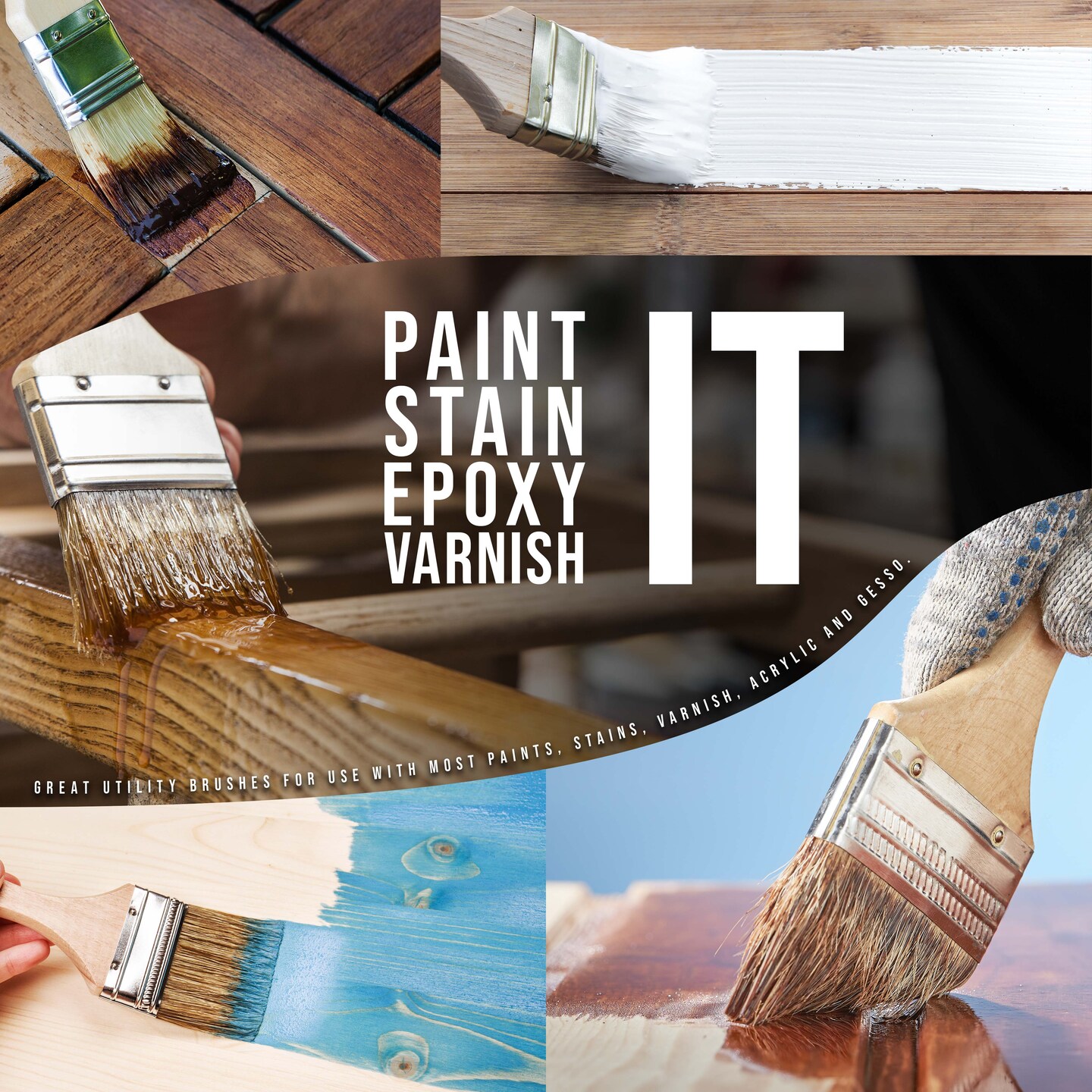 thumbnail image 2 of 10-Pack 4-Inch Chip Brushes - Premium Bristle Paint Brushes For Stains, Varnish & Glue 2 of 9