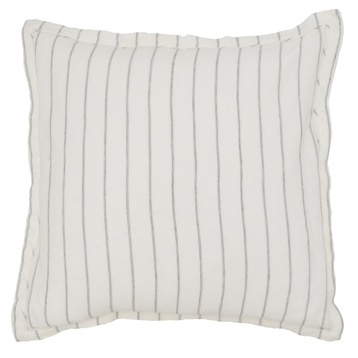 Saltoro Sherpi Tara 26 Inch Linen Square Euro Pillow Sham with Woven Stripe Design, Ivory-