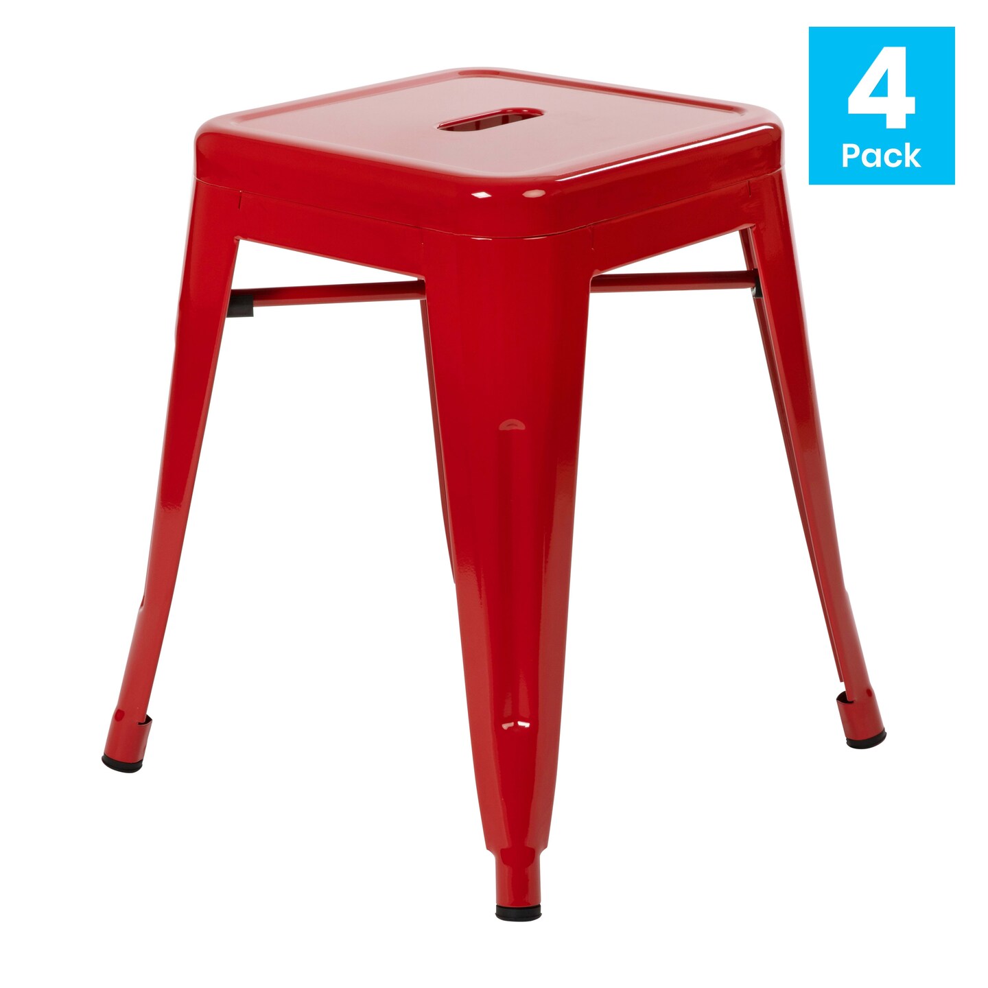 Merrick Lane Set of 4 Sloane 18" High Backless Stacking Dining Stools with Durable Metal Frame