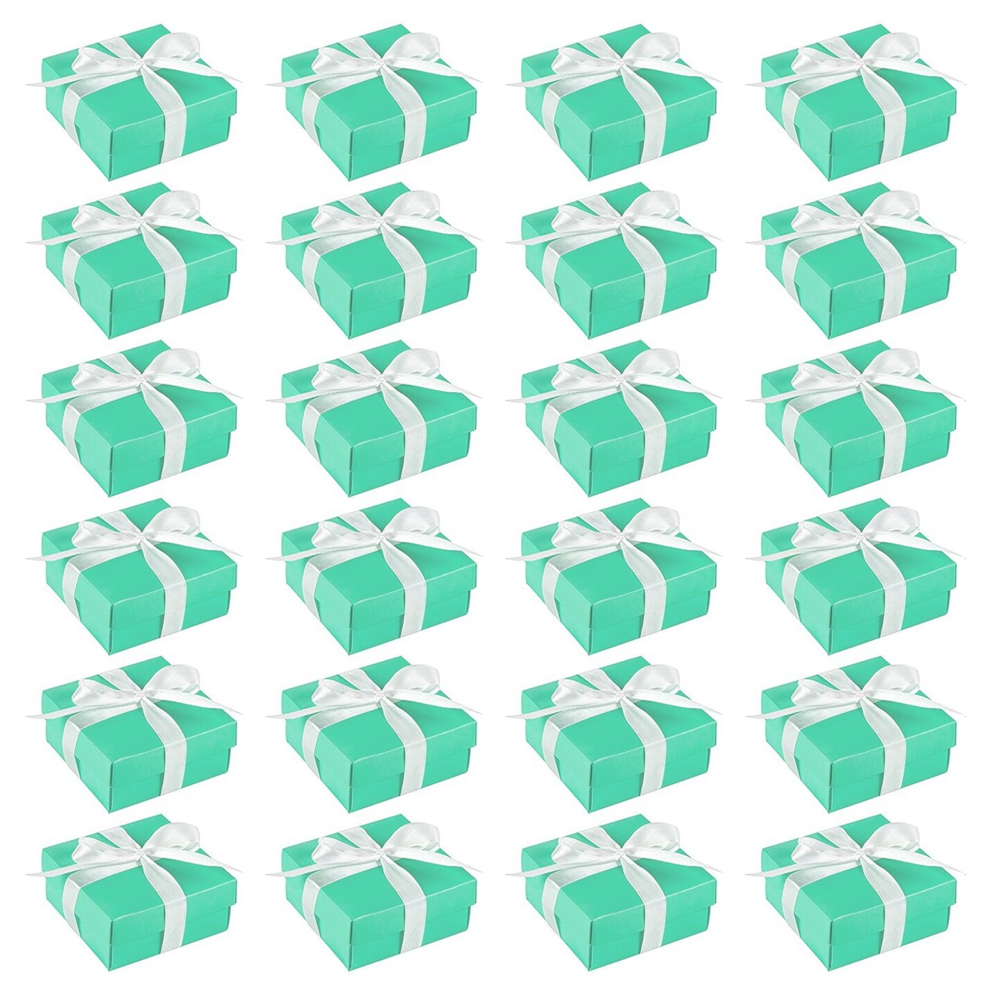 24 Pack Party Favor Boxes, Small Turquoise Candy Treat Gift Box for Bridal Shower Engagement Birthday Wedding