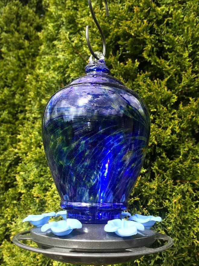 Hummingbird Feeder Blue Swirl