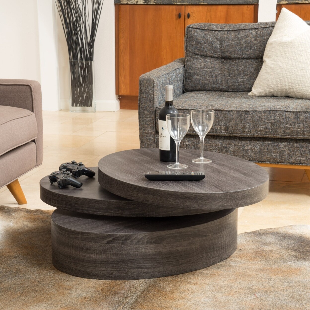 Oval rotating coffee table discount