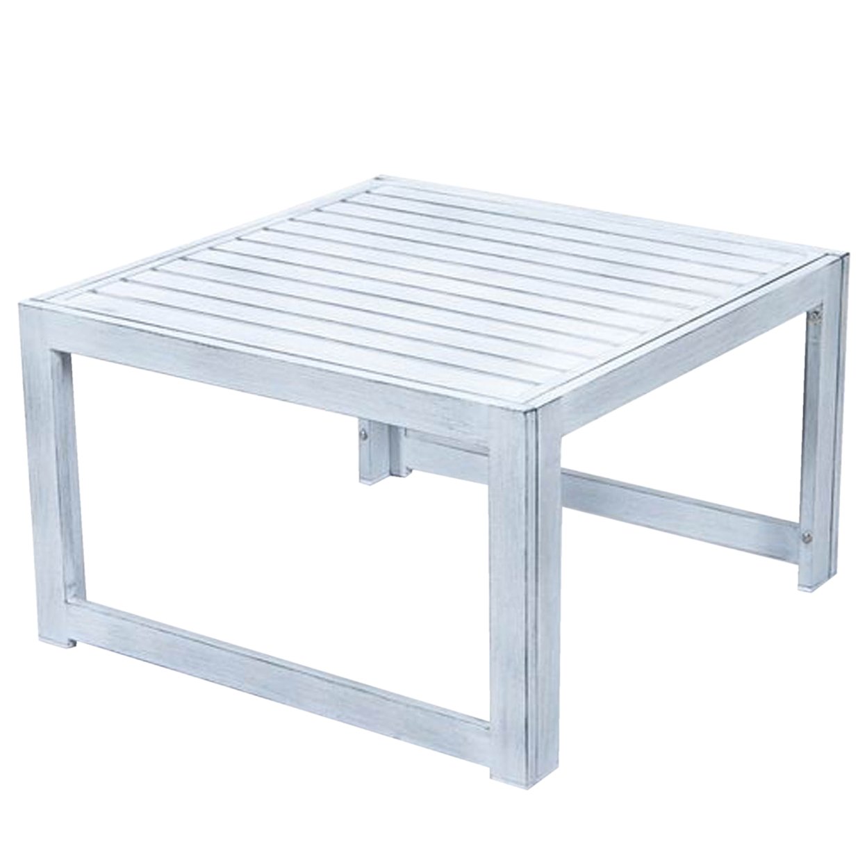 Leisuremod Chelsea Patio Coffee Table with Weathered Grey Aluminum - Weathered Grey