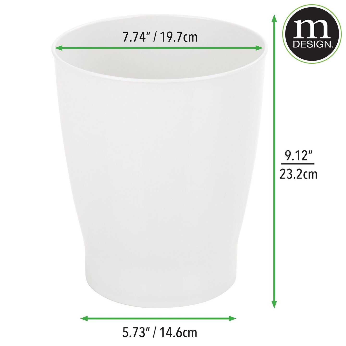 mDesign Slim Plastic Small Round Trash Can Wastebasket Garbage Bin