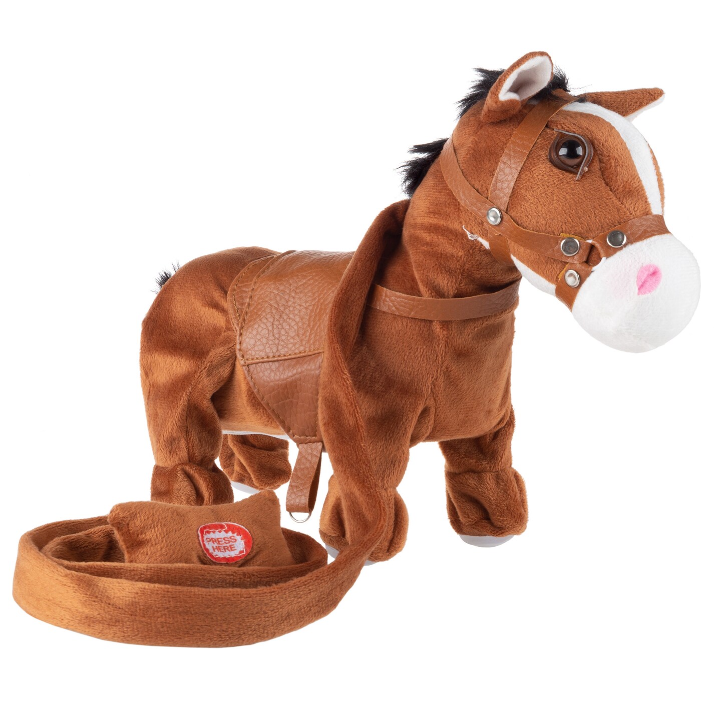 Hey! Play! Animated Plush Horse Toy Walks on Leash Battery Operated Sings 9 x 11.5 Inches