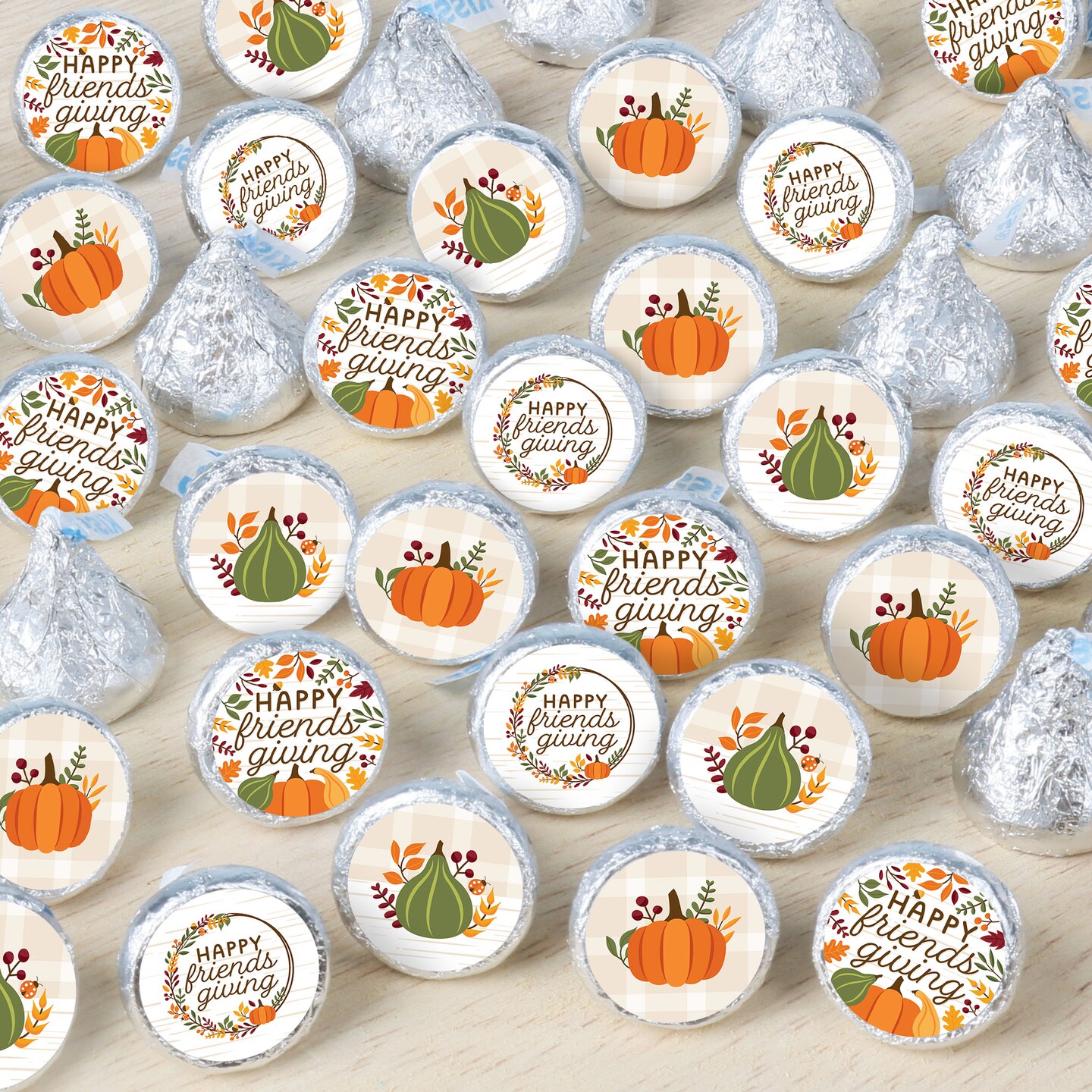 Big Dot of Happiness Fall Friends Thanksgiving - Friendsgiving Party Small  Round Candy Stickers - Party Favor Labels - 324 Count