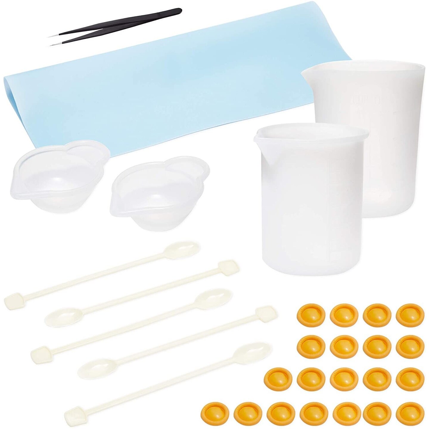 31 Pcs Silicone Resin Molds Kit Tools with Measuring Cup, Mixing Spoons,  Tweezers, DIY Jewelry Making