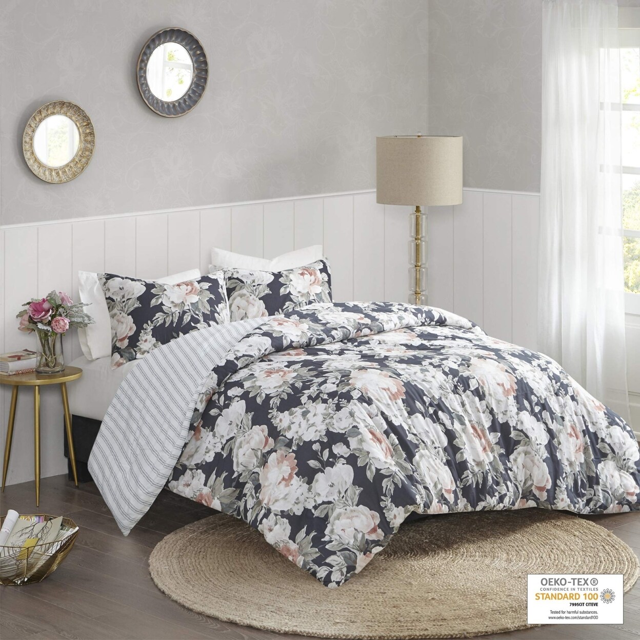 Madison Park   Full Queen 3 Piece Cotton Printed Duvet Cover Set MP12-6587