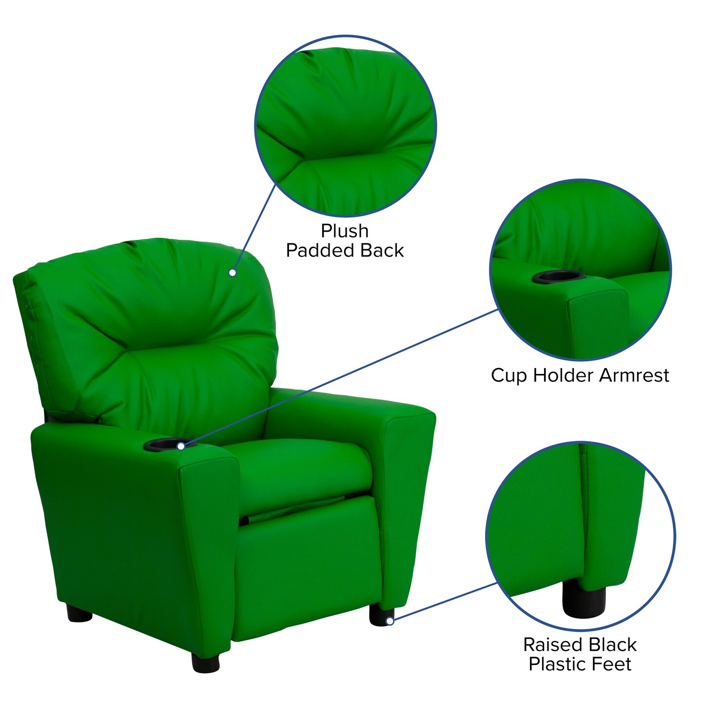 Emma and Oliver Contemporary Kids Recliner with Cup Holder