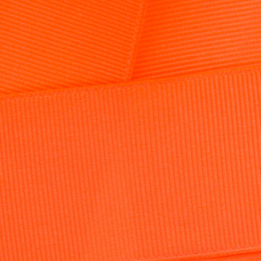 3/8&#x22; Grosgrain Ribbon Solid 755 Neon Orange 100 Yard