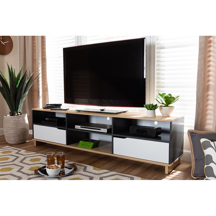 Wholesale Interiors Baxton Studio Reed Mid Century Modern Multicolor 2 Drawer Wood TV Stand