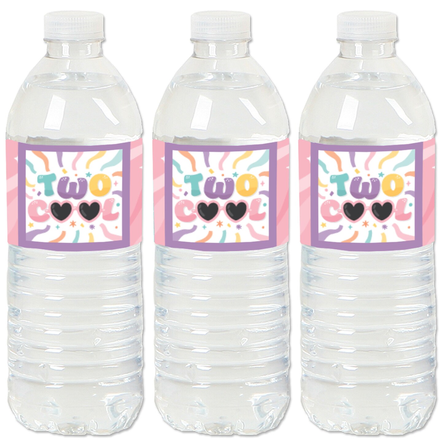 Big Dot of Happiness Two Cool Girl Pastel 2nd Birthday Party Water Bottle Sticker Labels