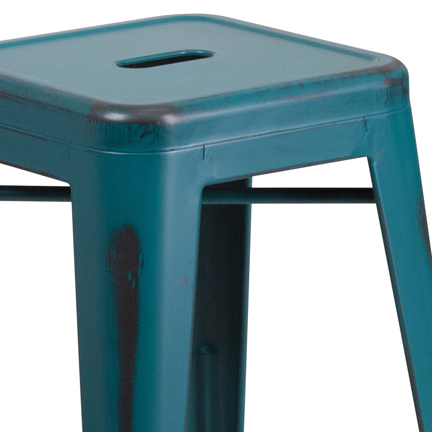 Merrick Lane Elba Series Metal Stool with Powder Coated Finish and Integrated Floor Glides