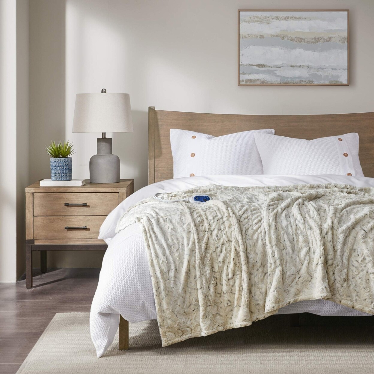 Beautyrest Zuri Oversized Faux faux Heated Throw w/Auto Shutoff - 50X70", Snow Leopard