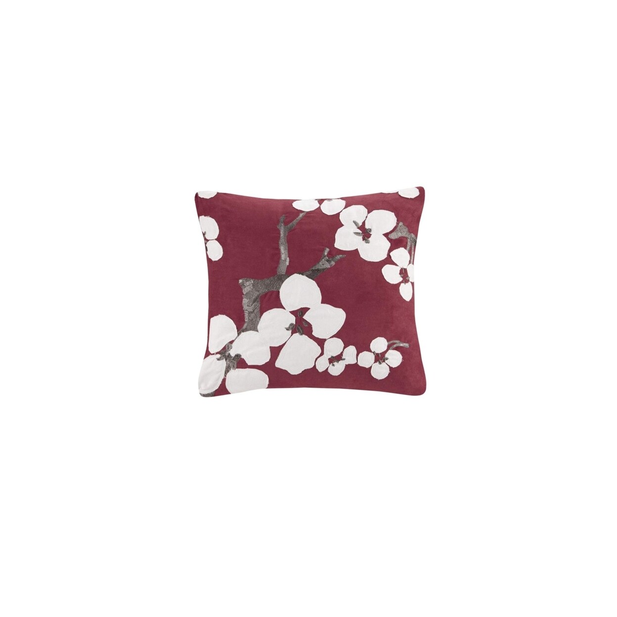 N Natori   Cherry Blossom Square Pillow, 18 by 18-Inch, Red