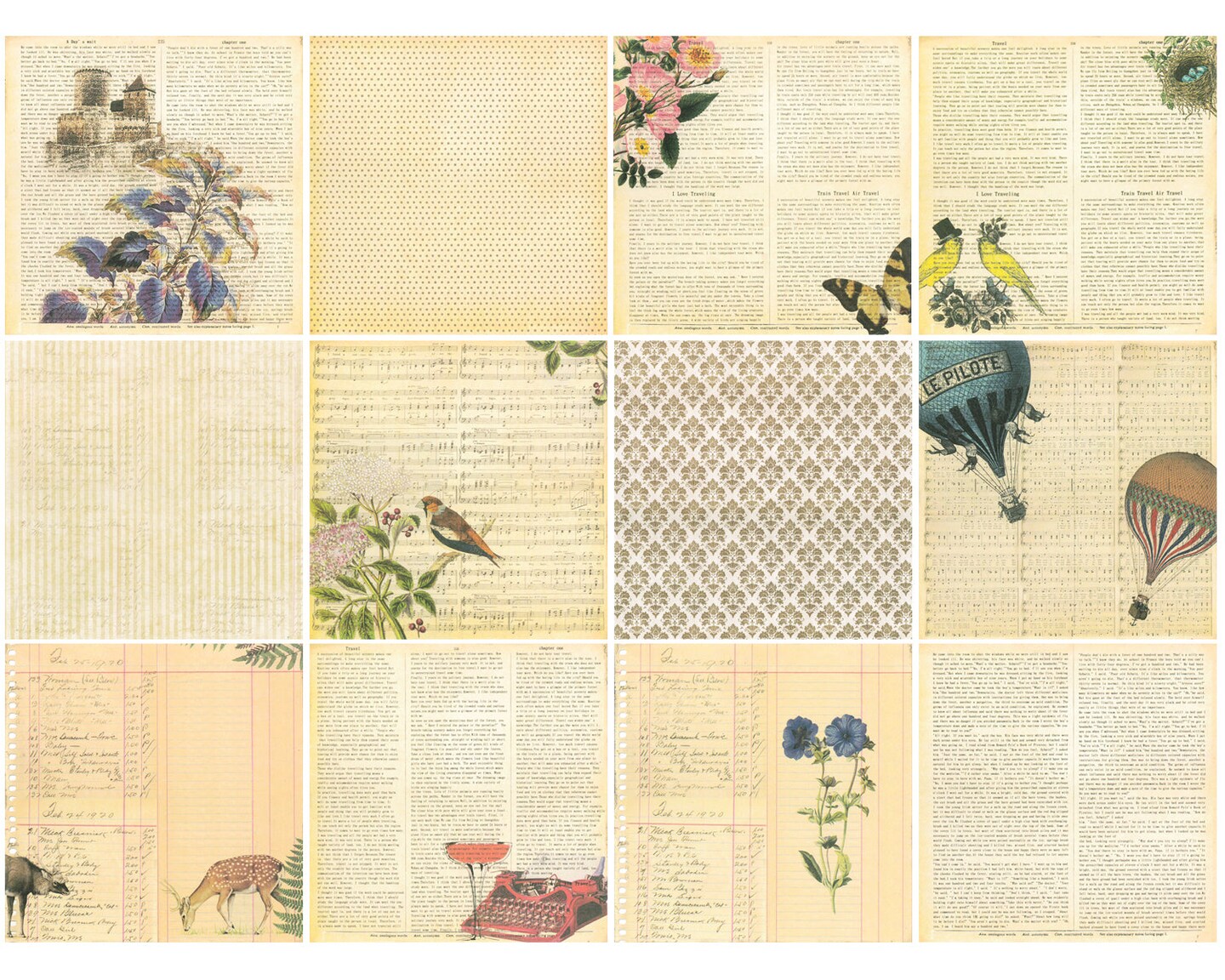 Wrapables 6x6 Decorative Single-Sided Scrapbook Paper for Arts & Crafts Projects, Scrapbooking, Card-Making