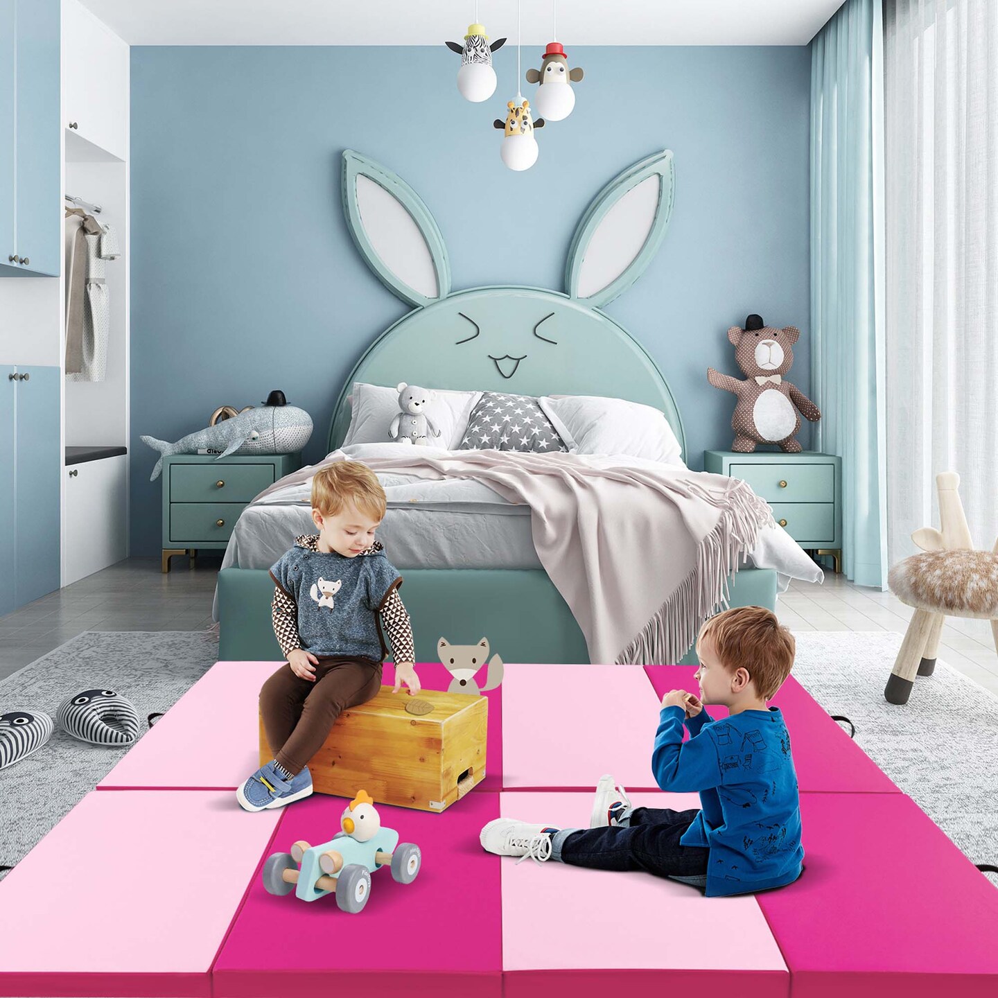 Costway 10' x 4' x 2" 4-Panel Folding Exercise Mat with Carrying Handles for Gym Yoga Black/Blue/Navy/Colorful/Pink&Blue/Pink/Light Pink/Navy