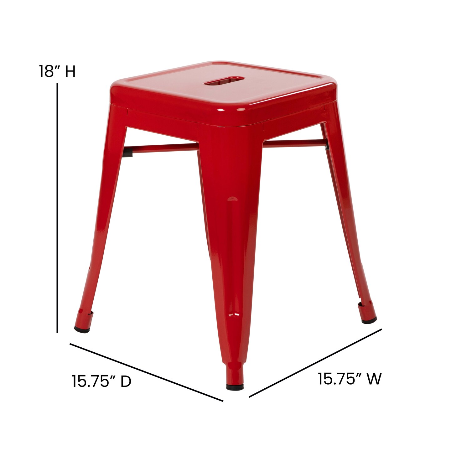 Merrick Lane Set of 4 Sloane 18" High Backless Stacking Dining Stools with Durable Metal Frame