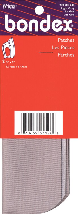 Bondex Iron-On Patches 5&#x22;X7&#x22; 2/Pkg-Light Gray