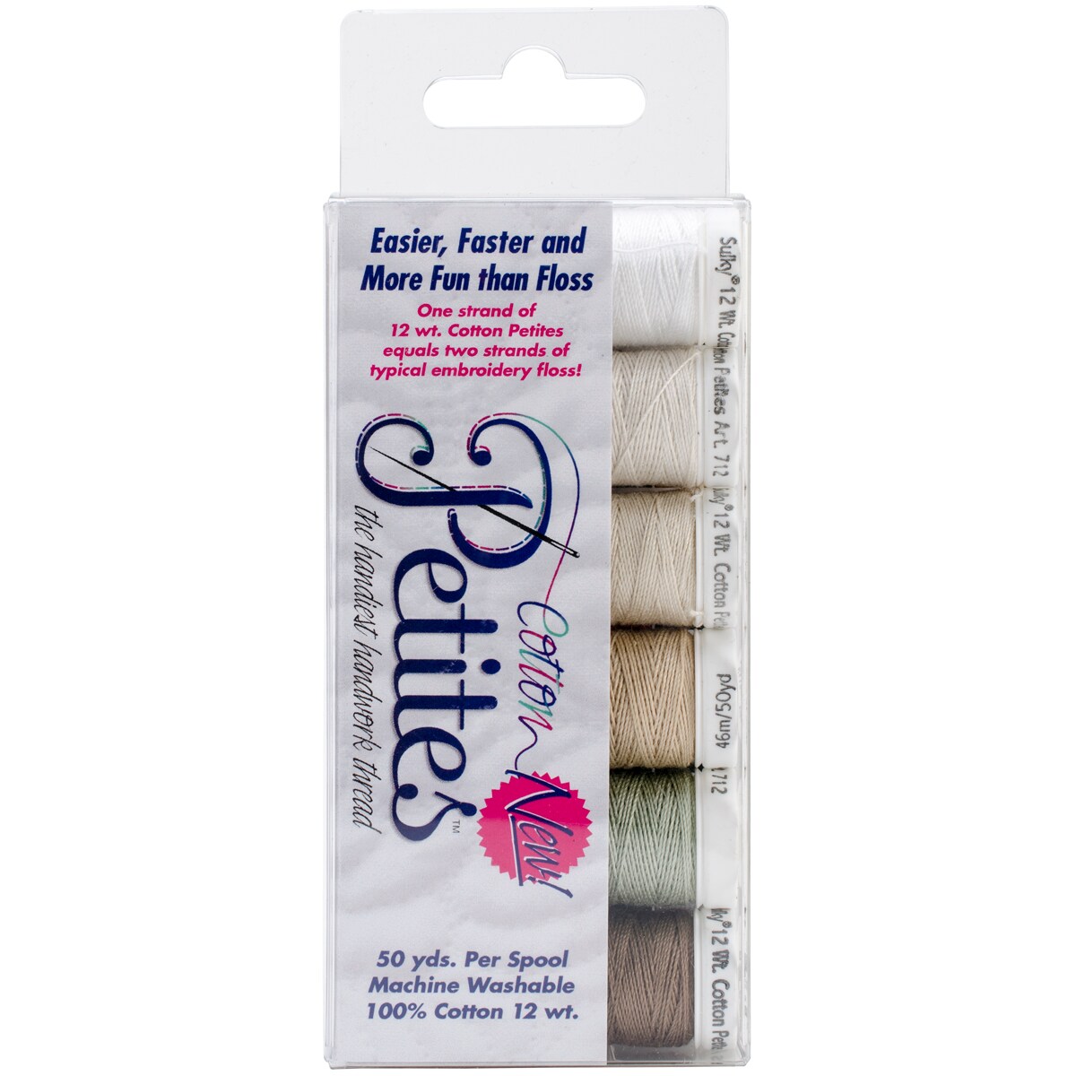 Sulky Sampler 12wt Cotton Petites 6/Pkg-Neutrals Assortment