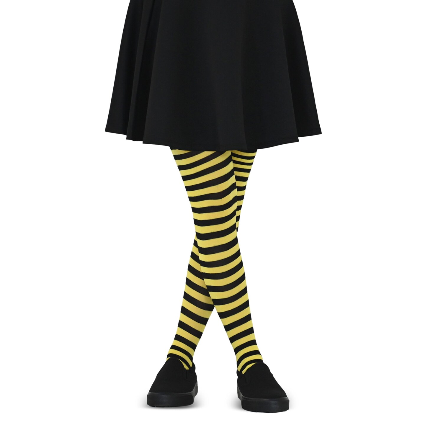 Black and Yellow Tights - Striped Nylon Bumble Bee Stretch Pantyhose Stocking Accessories for Every Day Attire and Costumes for Teens and Children