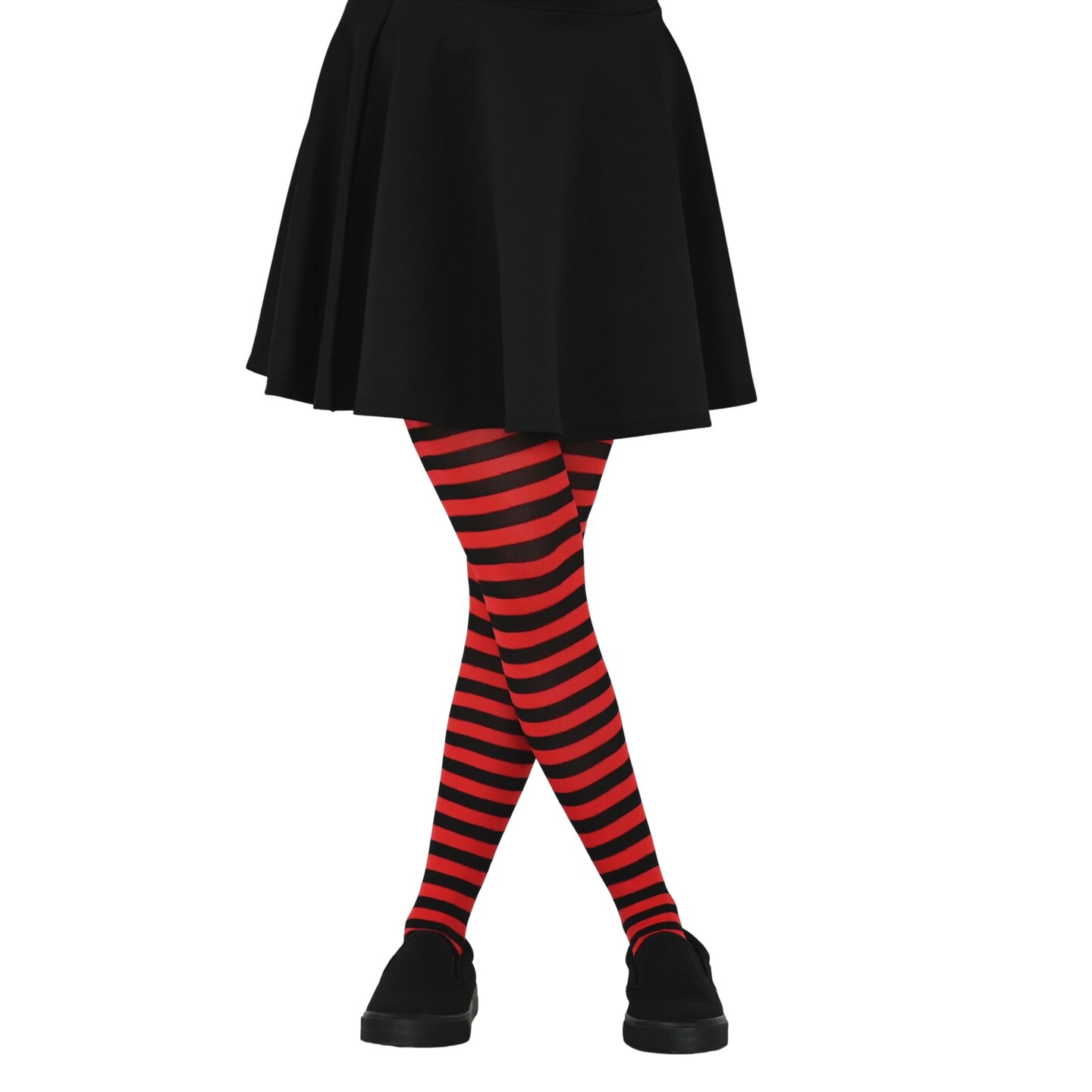 Black and Red Tights - Striped Nylon Stretch Pantyhose Stocking Accessories  for Every Day Attire and Costumes for Teens and Children