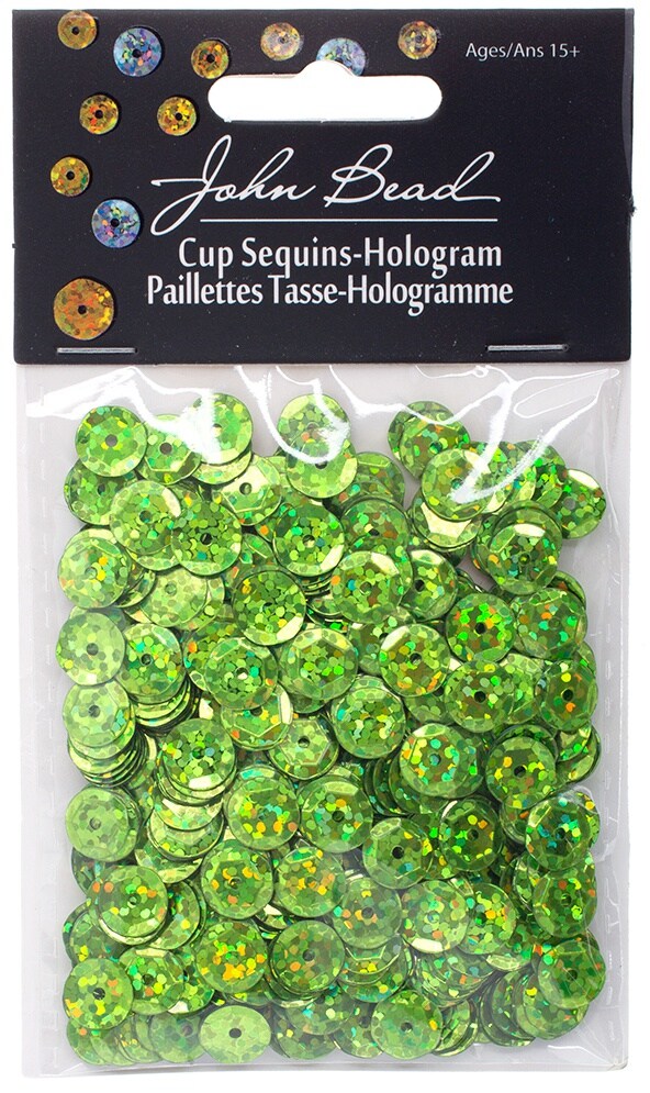 John Bead Round Sequins 8mm 850/Pkg-Lime Green