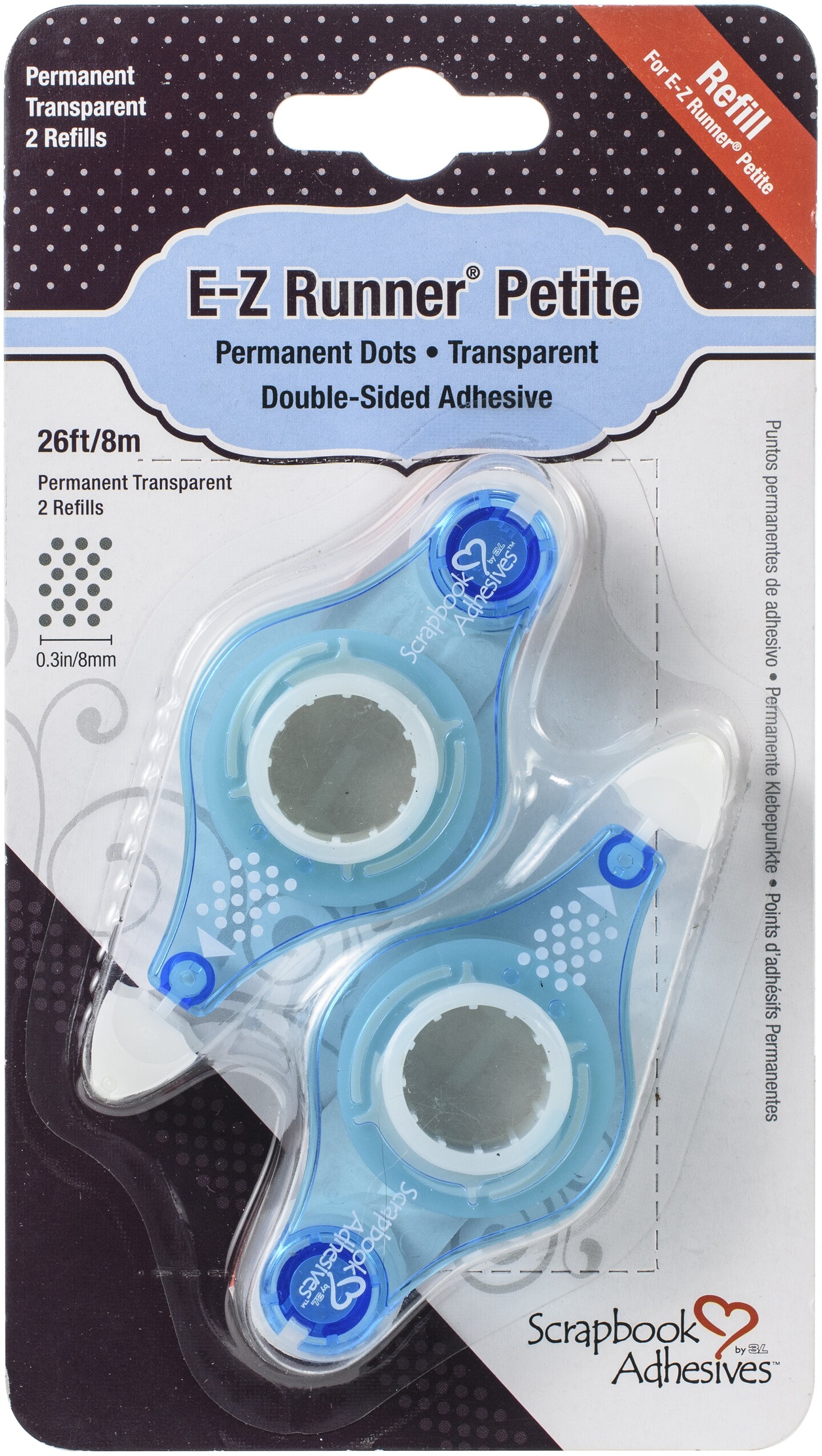 Scrapbook Adhesives EZ Runner Petite Refill 2/Pkg26' Petite Dots
